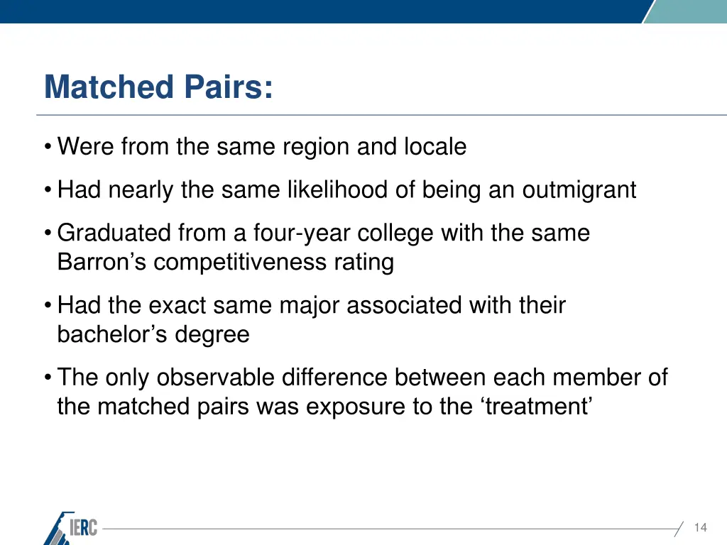matched pairs