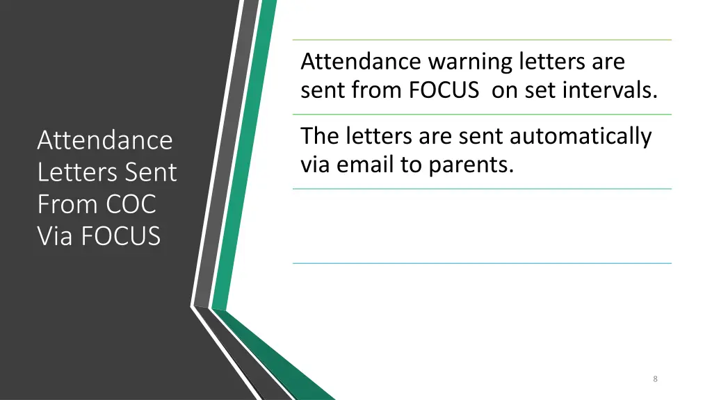 attendance warning letters are sent from focus