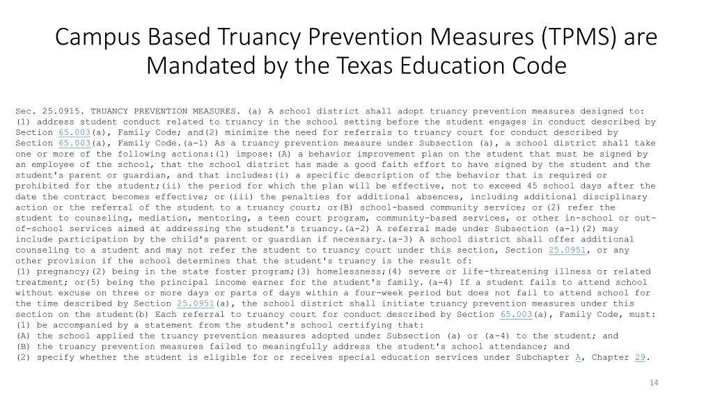 campus based truancy prevention measures tpms