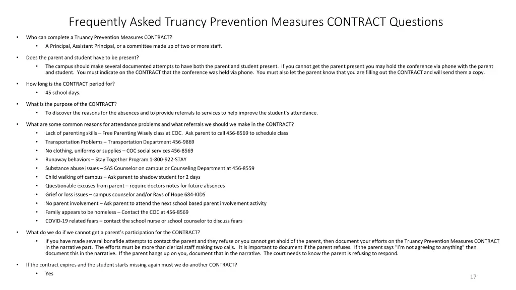 frequently asked truancy prevention measures