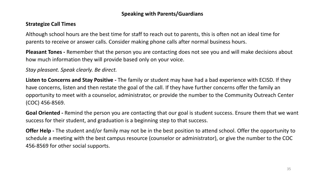 speaking with parents guardians