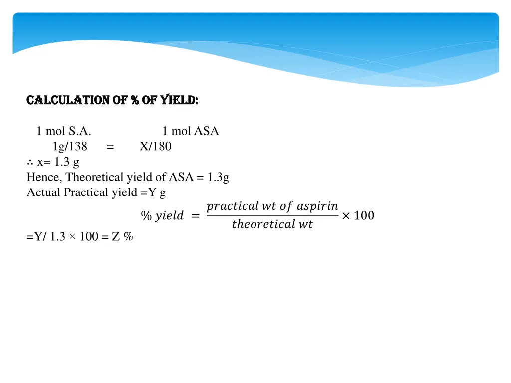 calculation of of yield calculation of of yield