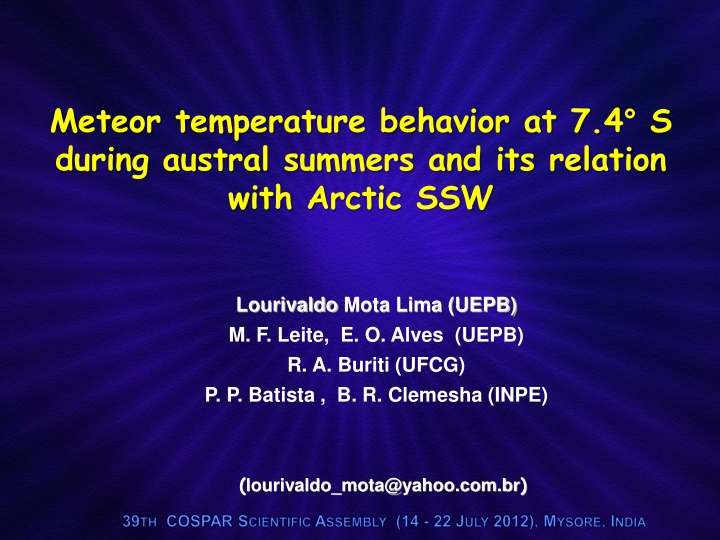 meteor temperature behavior at 7 4 s during