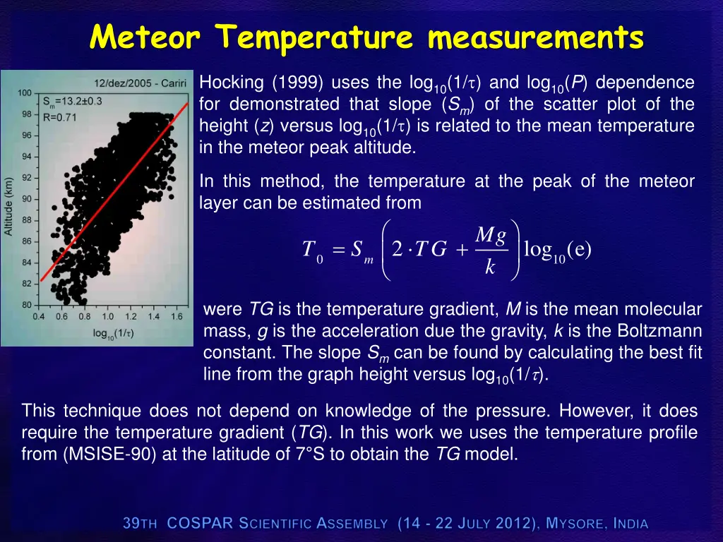 meteor temperature measurements