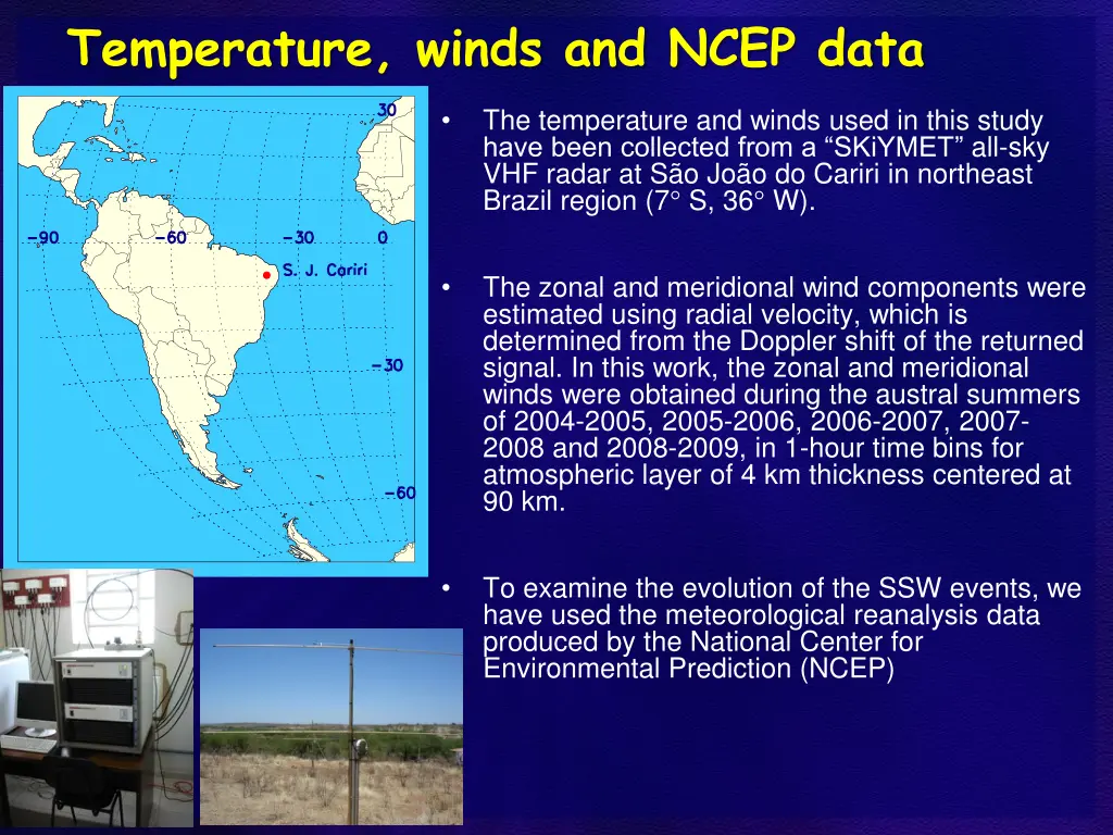 temperature winds and ncep data