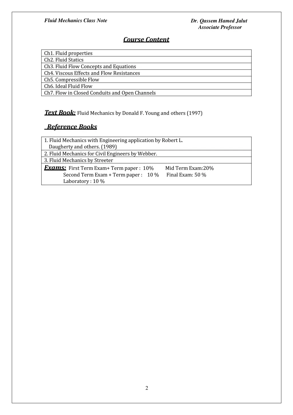 fluid mechanics class note 1