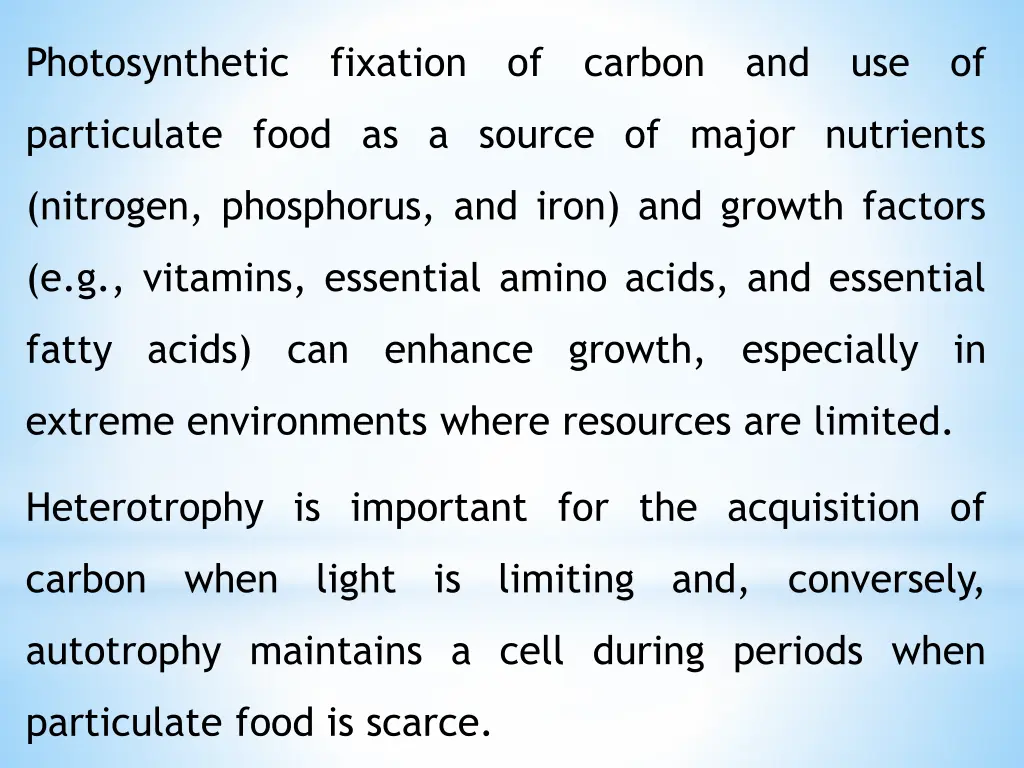 photosynthetic fixation of carbon and use of