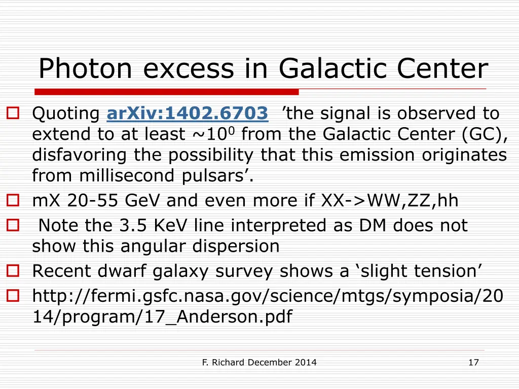 photon excess in galactic center