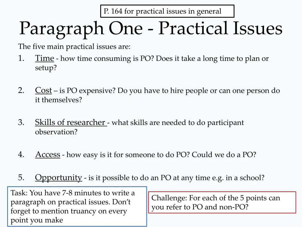 p 164 for practical issues in general