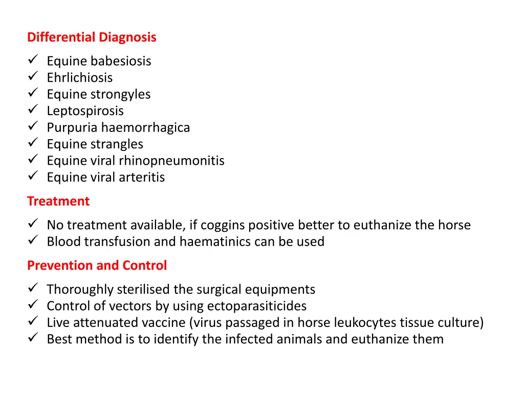differential diagnosis equine babesiosis