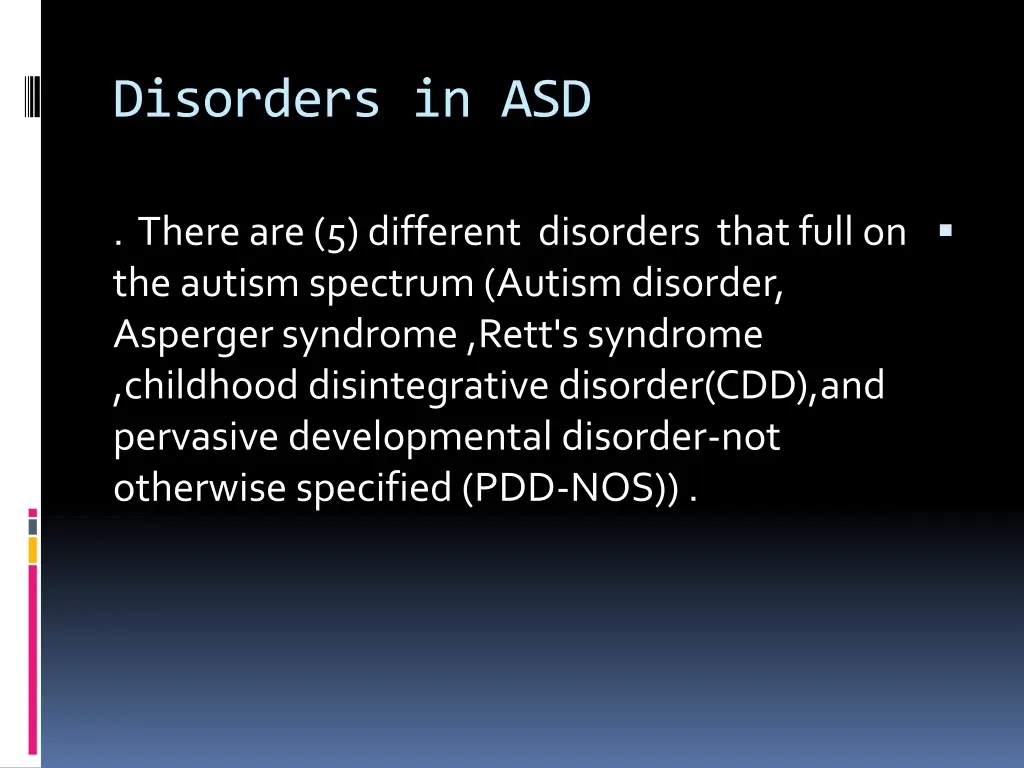 disorders in asd