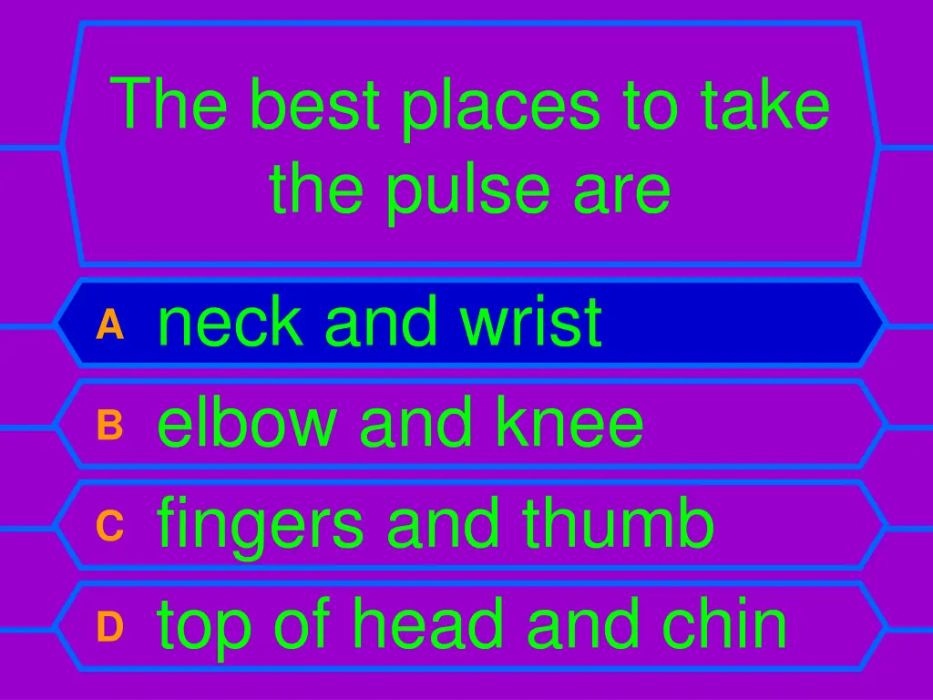 the best places to take the pulse are 1
