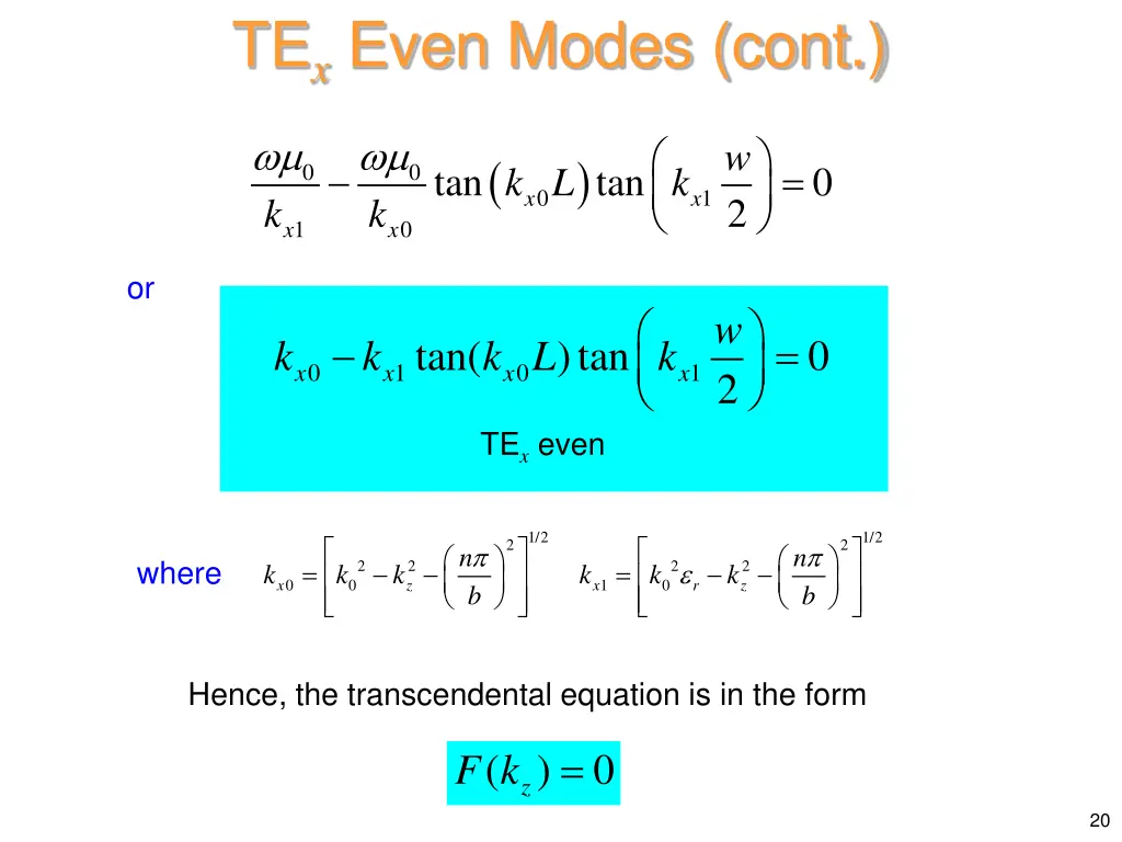 te x even modes cont