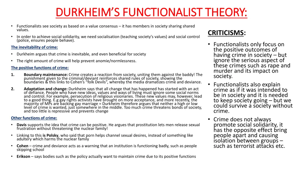 durkheim s functionalist theory durkheim