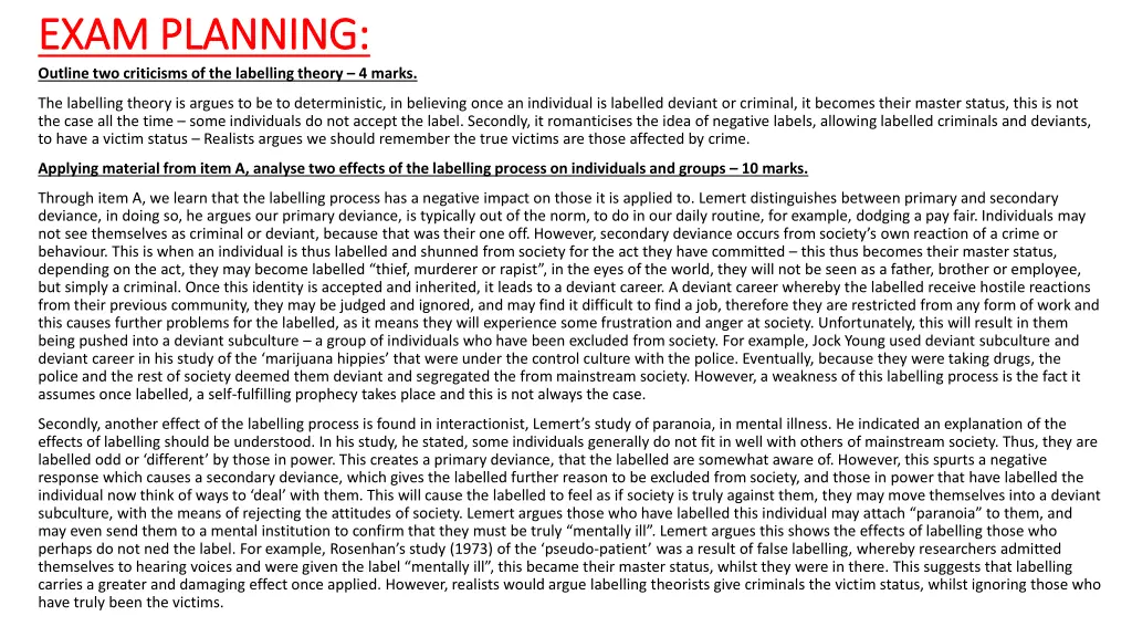 exam planning exam planning outline