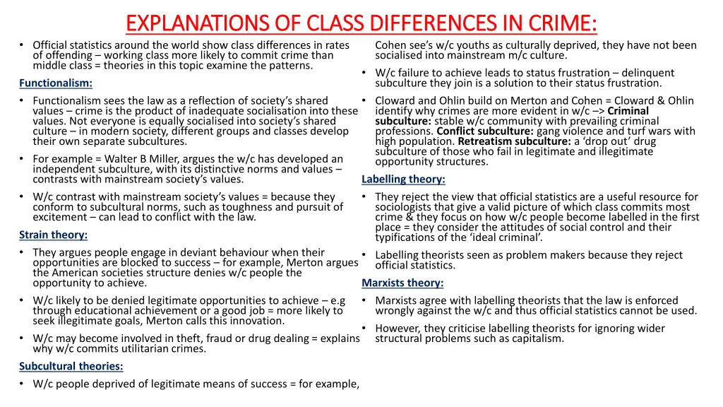 explanations of class differences in crime