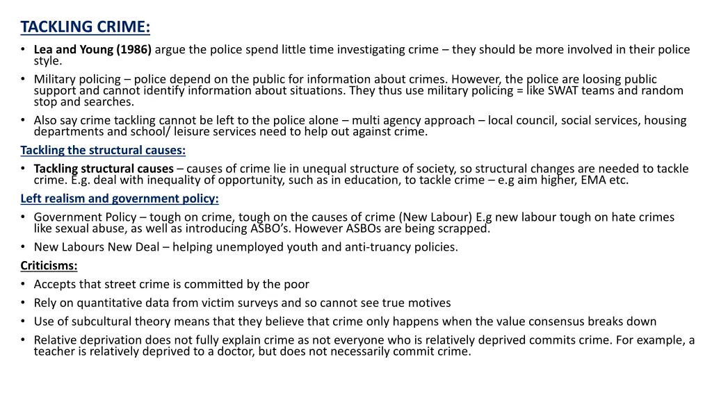 tackling crime lea and young 1986 argue