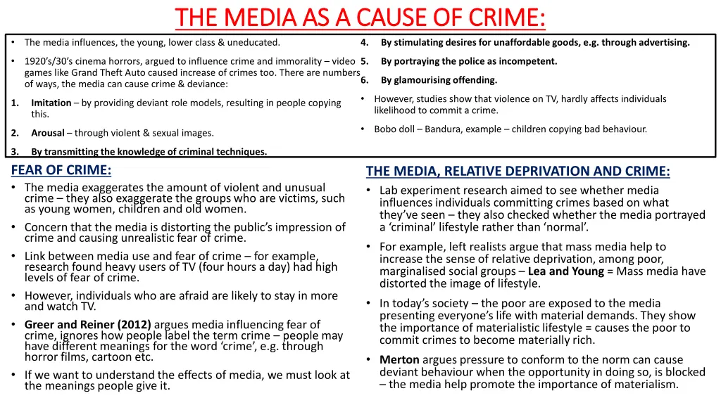the media as a cause of crime the media