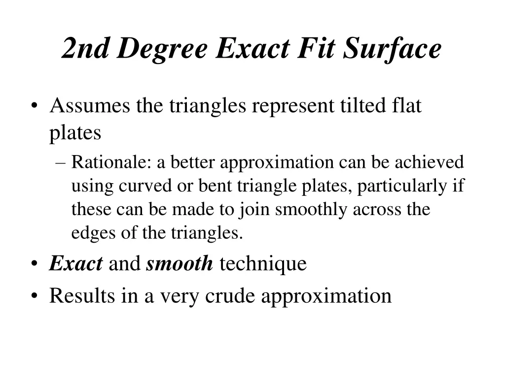 2nd degree exact fit surface