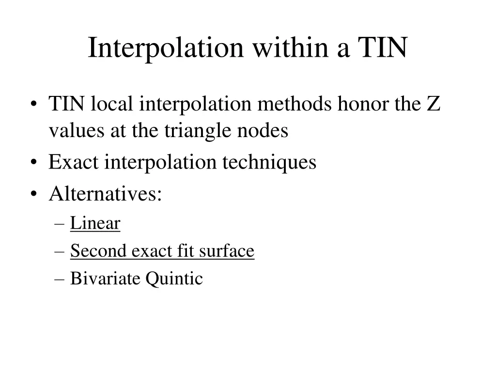 interpolation within a tin