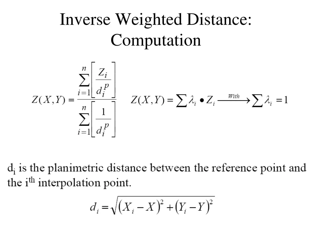 inverse weighted distance computation