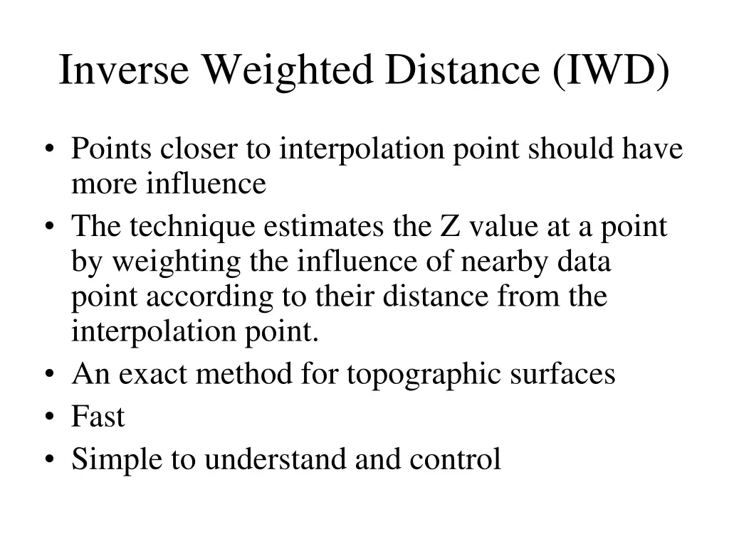 inverse weighted distance iwd