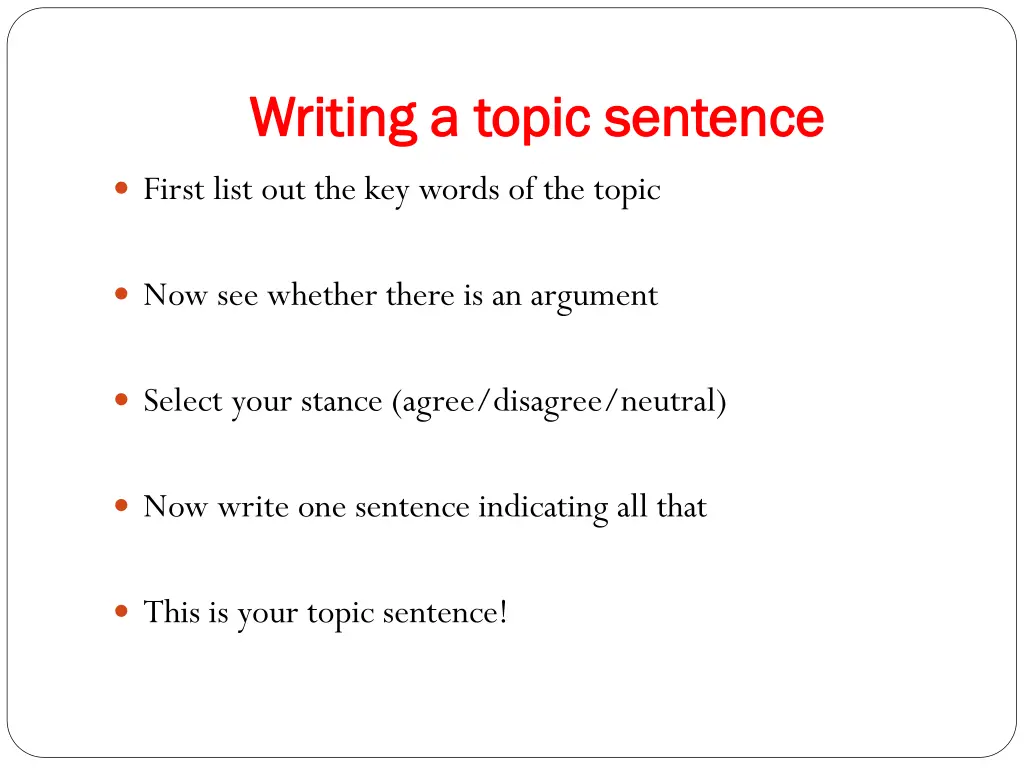 writing a topic sentence writing a topic sentence