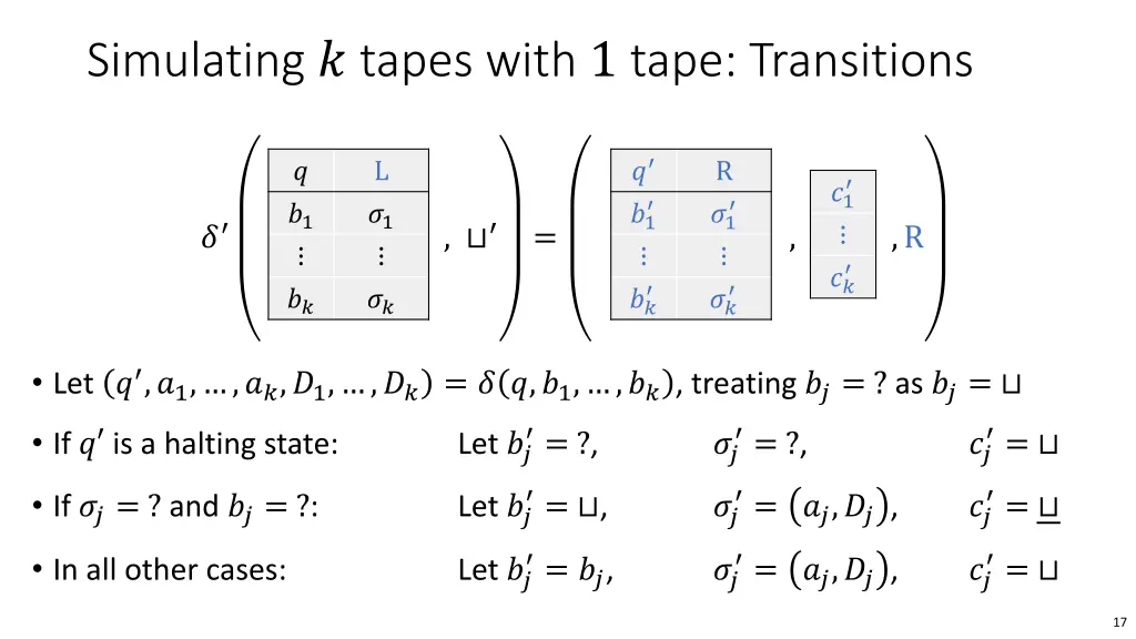 simulating tapes with 1 tape transitions 2