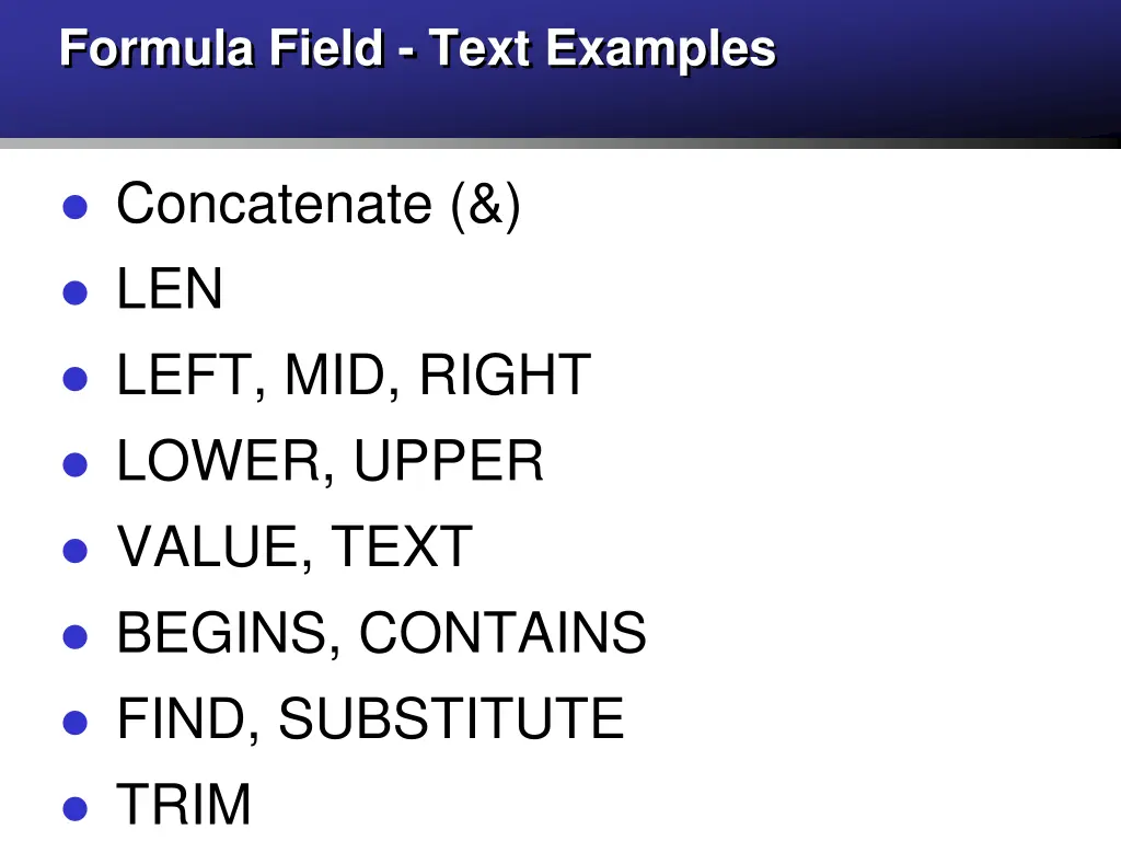 formula field text examples