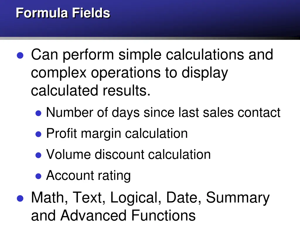 formula fields