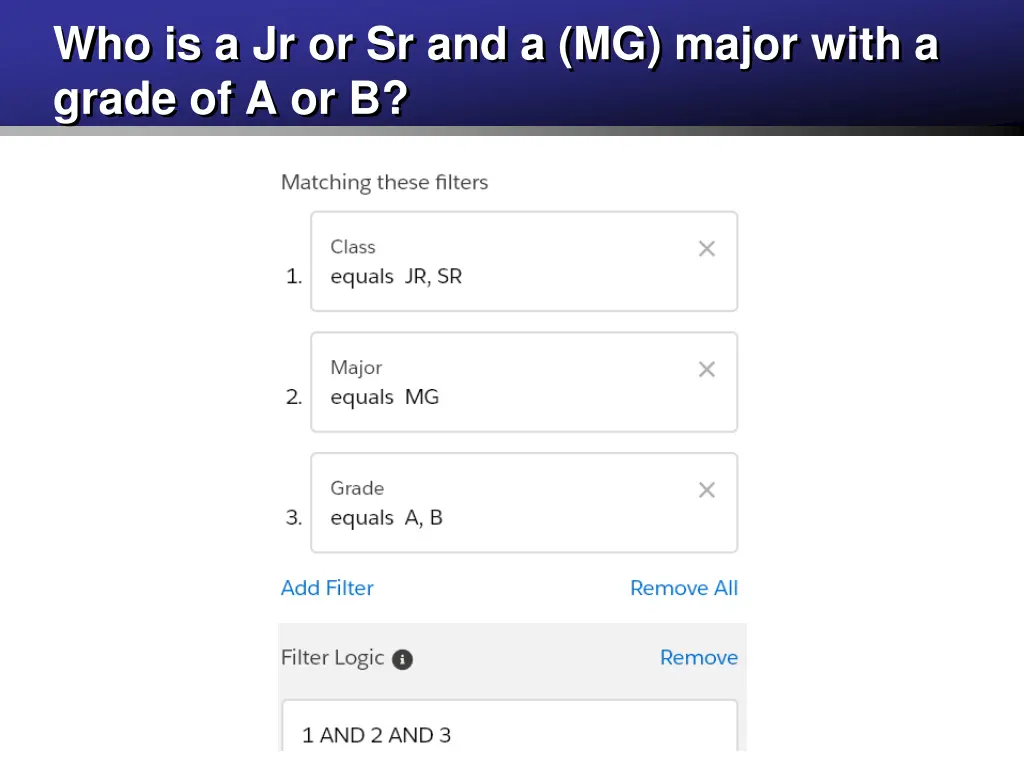 who is a jr or sr and a mg major with a grade