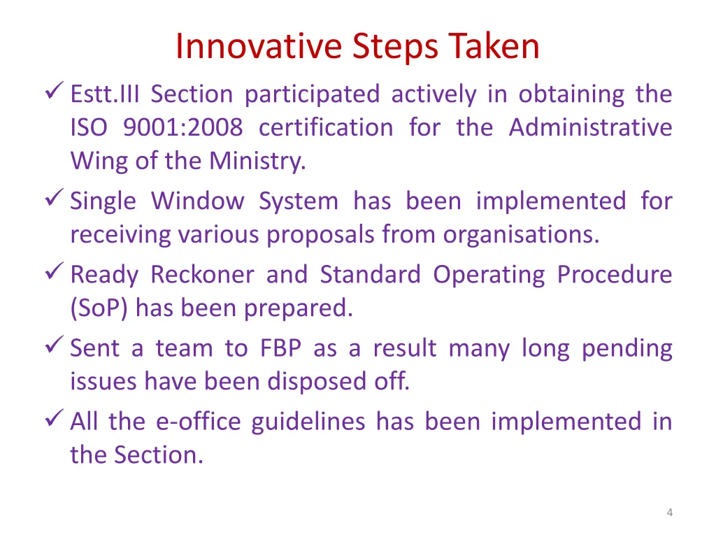 innovative steps taken estt iii section