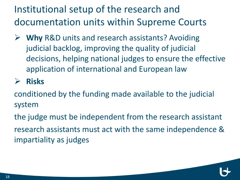 institutional setup of the research