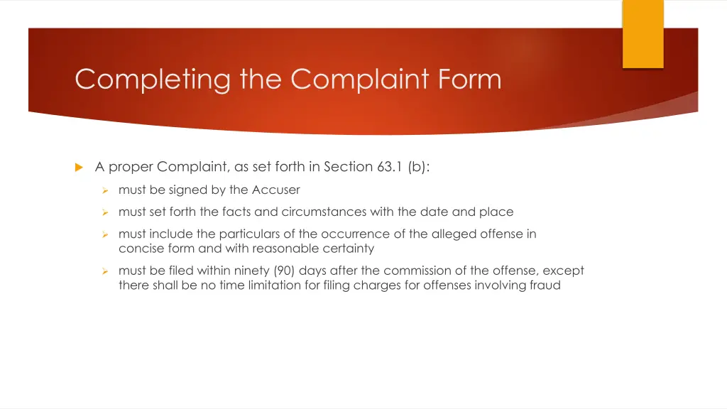 completing the complaint form