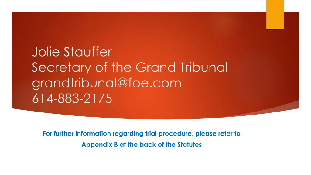 jolie stauffer secretary of the grand tribunal
