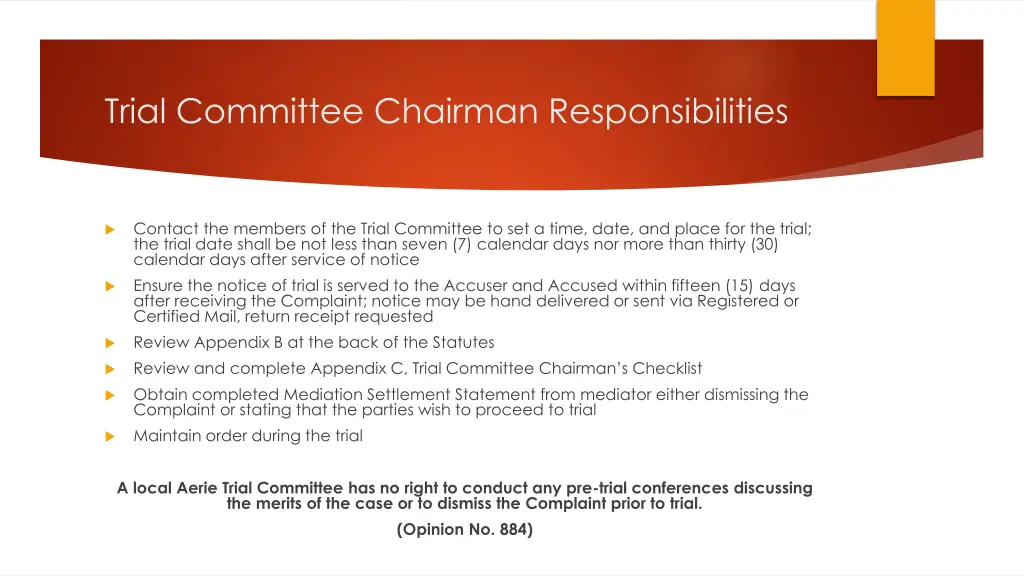 trial committee chairman responsibilities