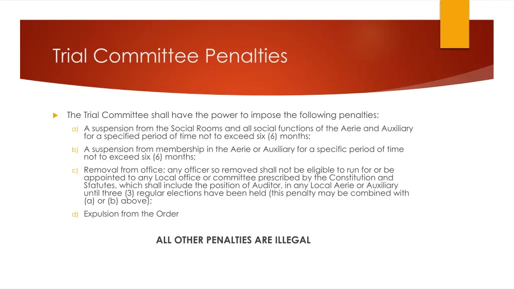 trial committee penalties