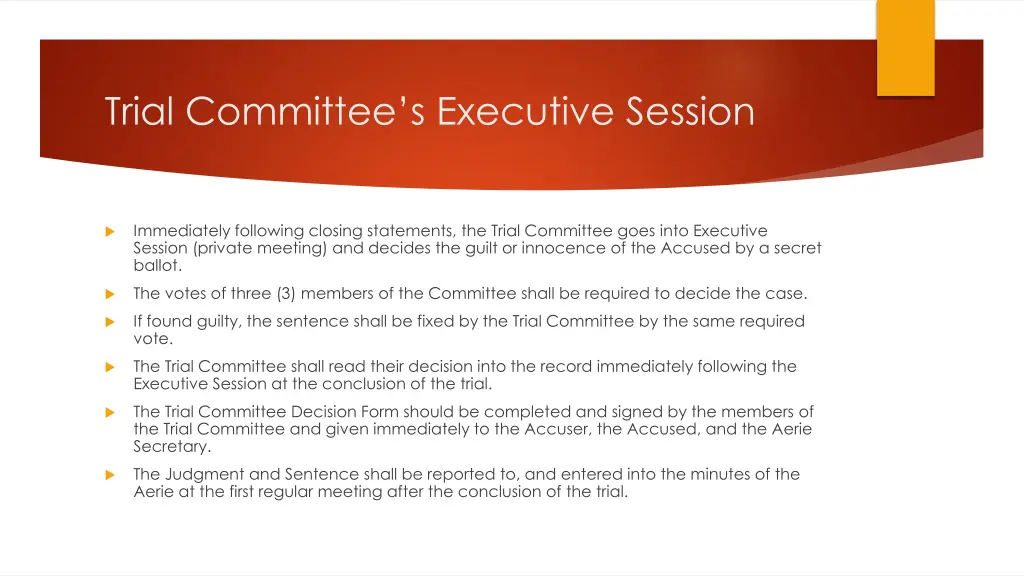 trial committee s executive session