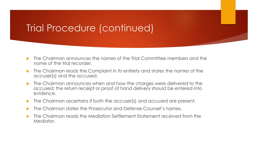 trial procedure continued