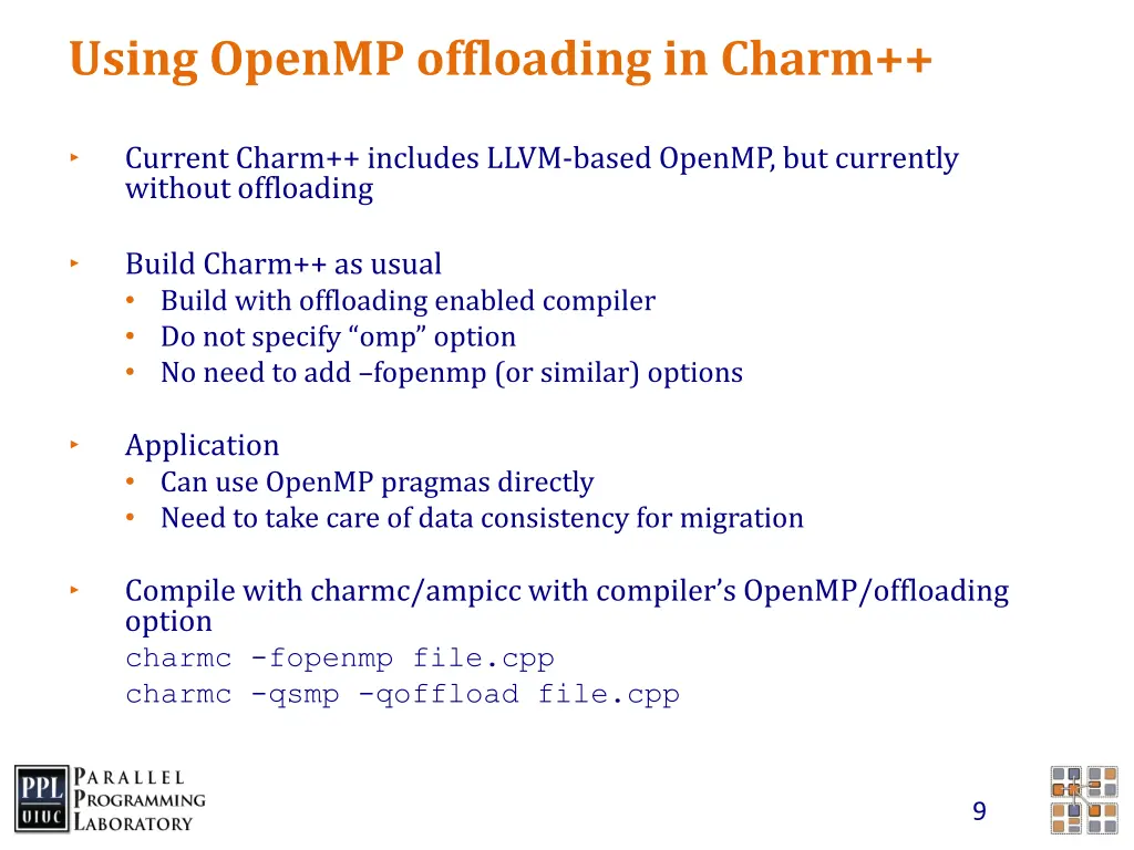 using openmp offloading in charm 1