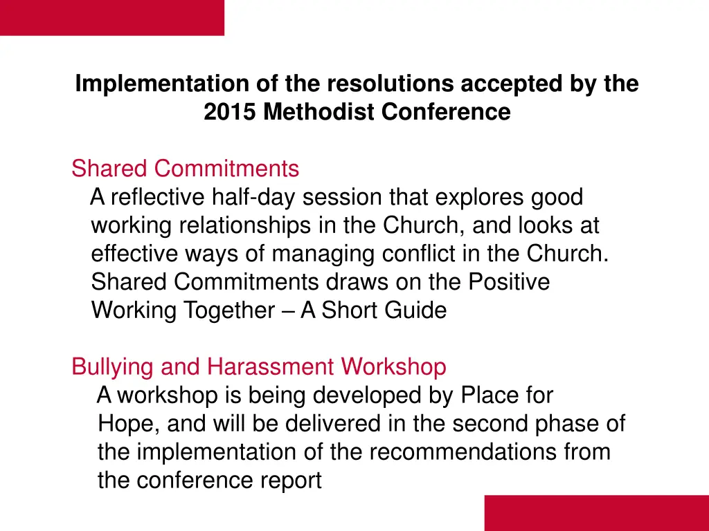 implementation of the resolutions accepted 1
