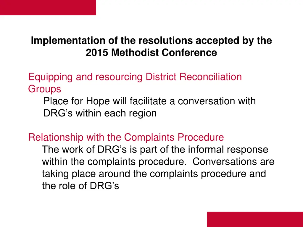 implementation of the resolutions accepted 2