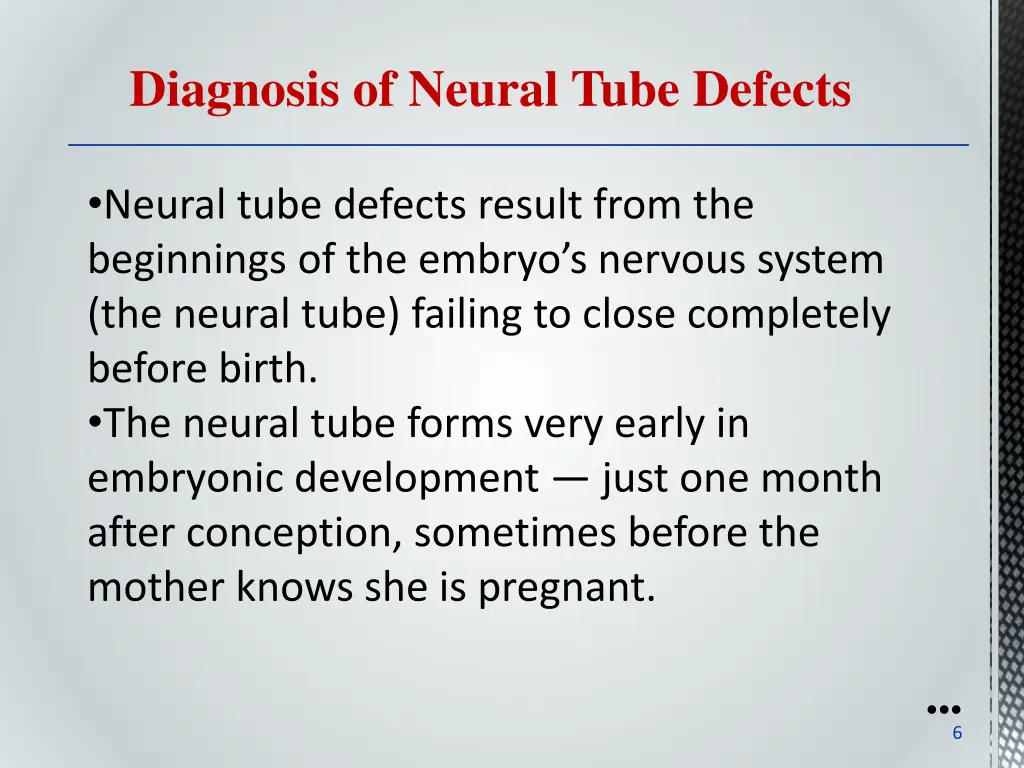diagnosis of neural tube defects