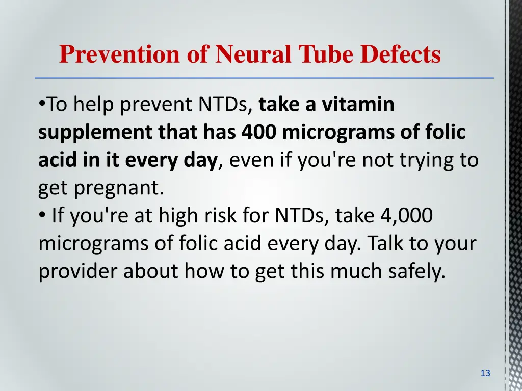 prevention of neural tube defects