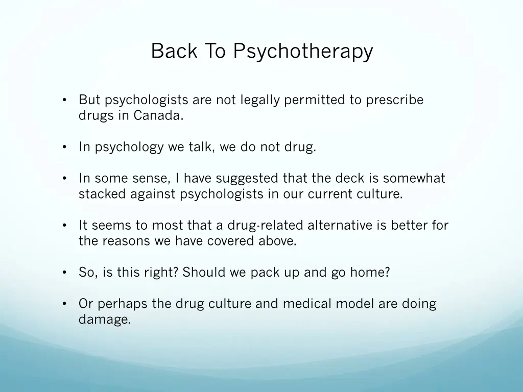 back to psychotherapy