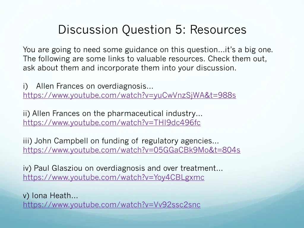discussion question 5 resources