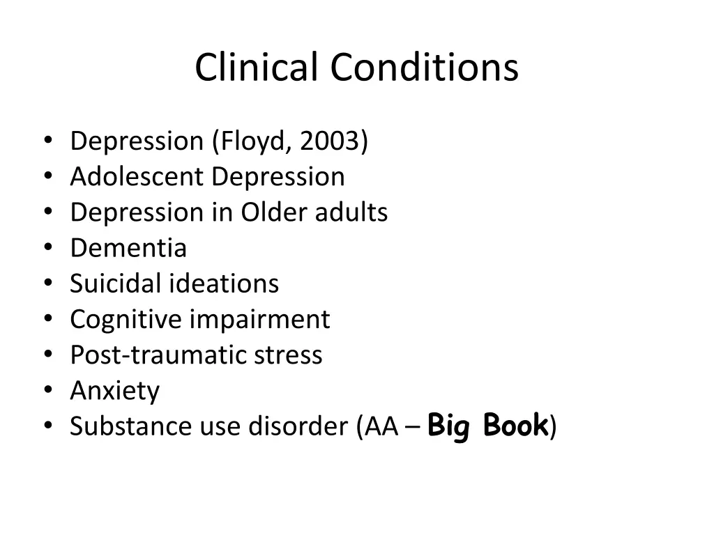 clinical conditions