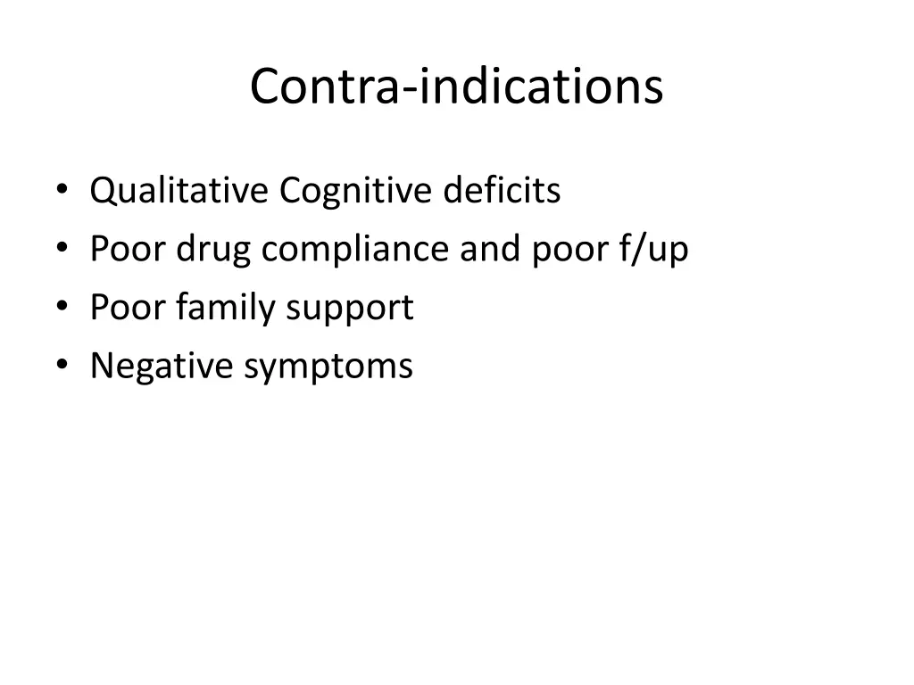 contra indications