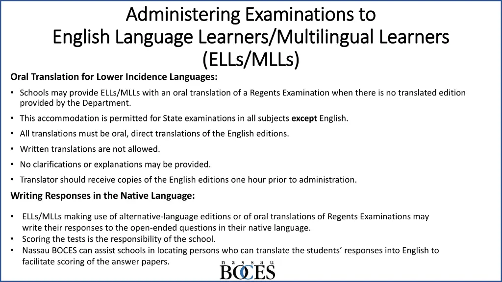 administering examinations to administering