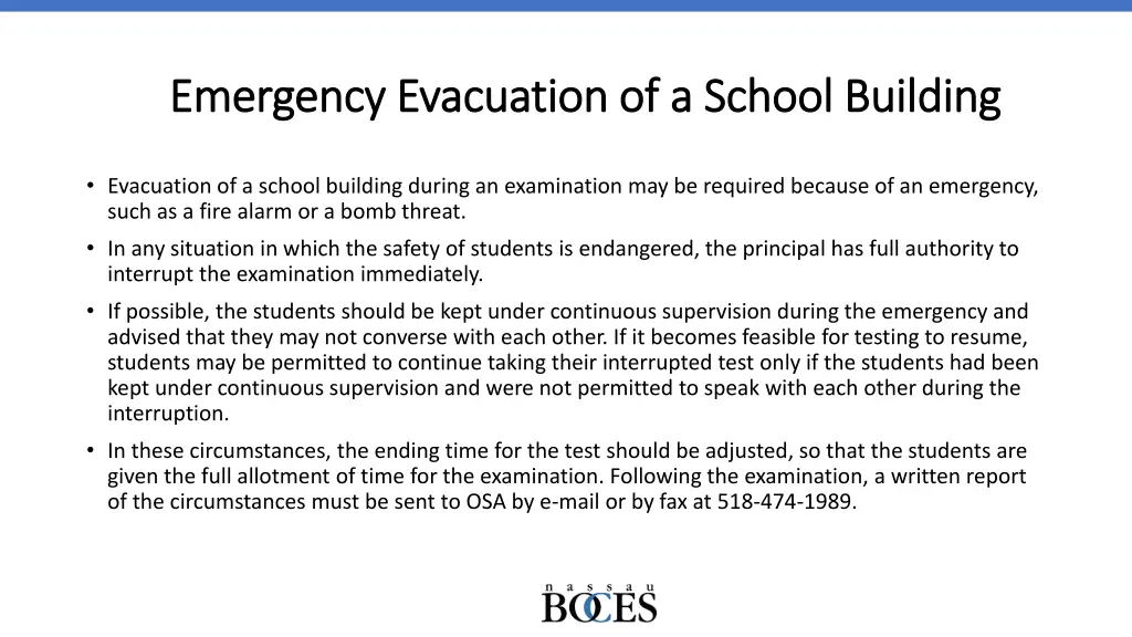 emergency evacuation of a school building